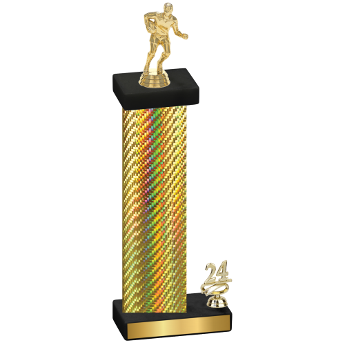 Accented Single Gold Carbon Fiber Year Rugby Trophy