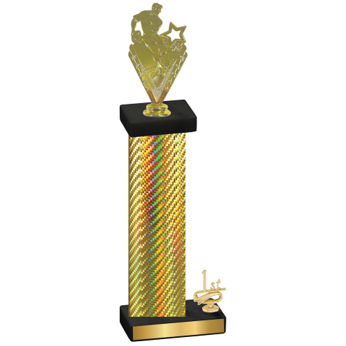 Accented Single Gold Carbon Fiber First Place Rugby Trophy