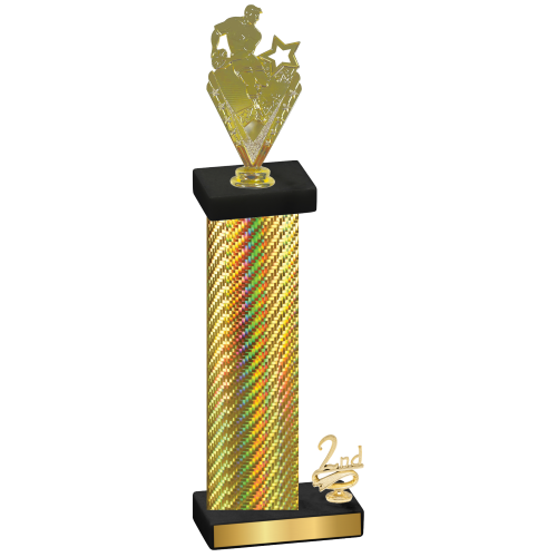 Accented Single Gold Carbon Fiber Second Place Rugby Trophy