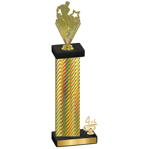 Accented Single Gold Carbon Fiber Fourth Place Rugby Trophy