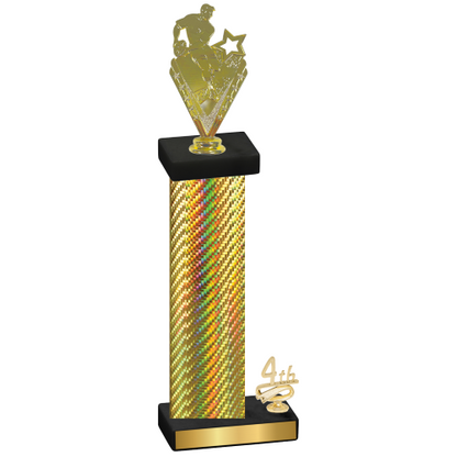 Accented Single Gold Carbon Fiber Fourth Place Rugby Trophy