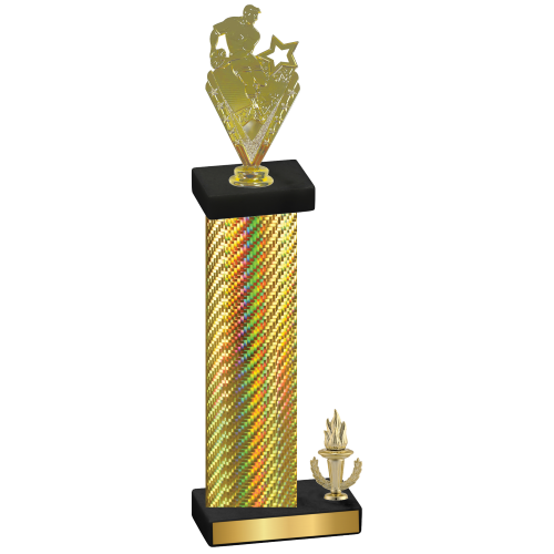 Accented Single Gold Carbon Fiber Victory Rugby Trophy