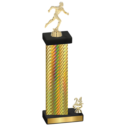 Accented Single Gold Carbon Fiber Year Running Trophy