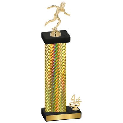 Accented Single Gold Carbon Fiber Fourth Place Running Trophy