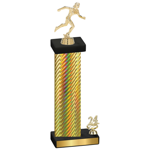 Accented Single Gold Carbon Fiber Year Running Trophy