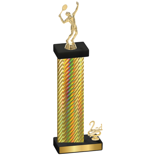 Accented Single Gold Carbon Fiber Second Place Tennis Trophy