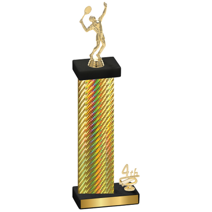 Accented Single Gold Carbon Fiber Fourth Place Tennis Trophy