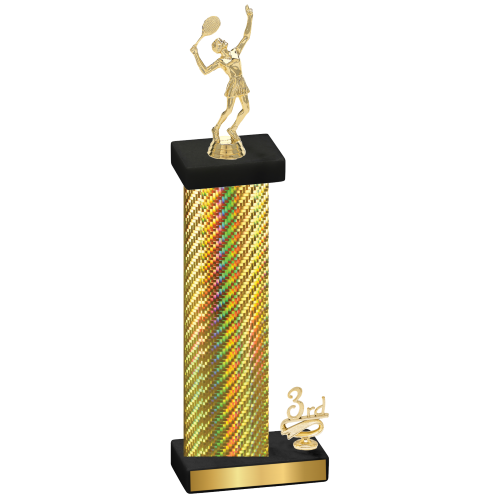 Accented Single Gold Carbon Fiber Third Place Tennis Trophy