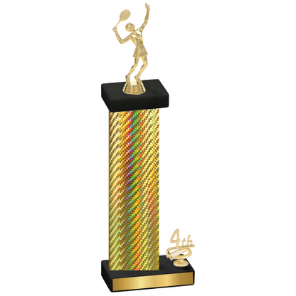Accented Single Gold Carbon Fiber Fourth Place Tennis Trophy