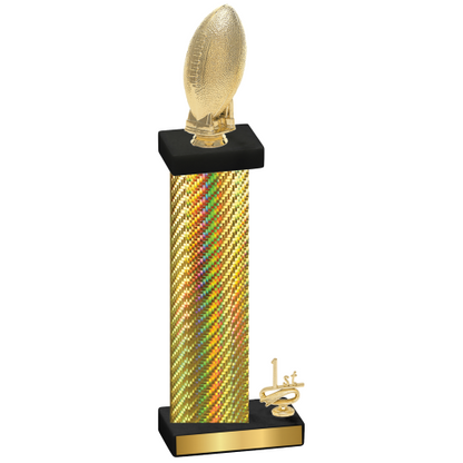 Accented Single Gold Carbon Fiber First Place Football Trophy