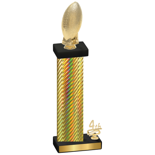 Accented Single Gold Carbon Fiber Fourth Place Football Trophy