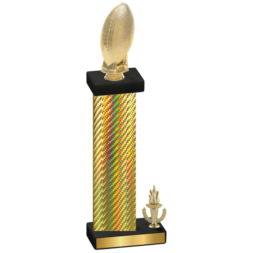 Accented Single Gold Carbon Fiber Victory Football Trophy