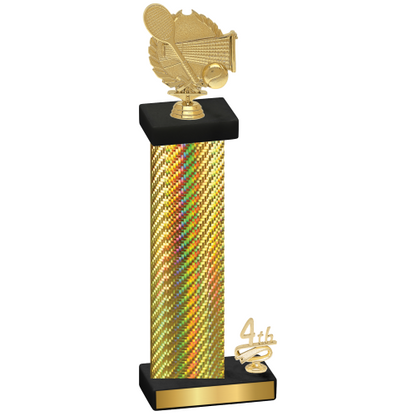 Accented Single Gold Carbon Fiber Fourth Place Tennis Trophy