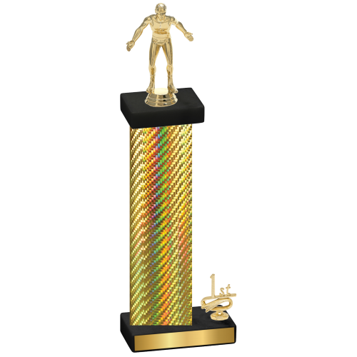 Accented Single Gold Carbon Fiber First Place Wrestling Trophy