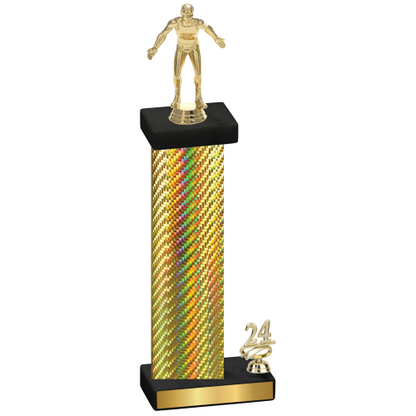 Accented Single Gold Carbon Fiber Year Wrestling Trophy