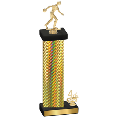 Accented Single Gold Carbon Fiber Fourth Place Bowling Trophy