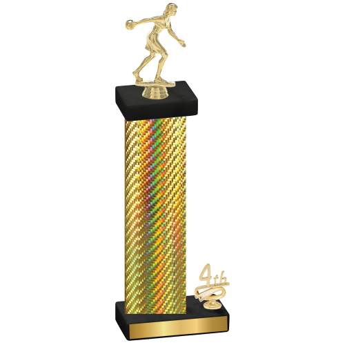 Accented Single Gold Carbon Fiber Fourth Place Bowling Trophy