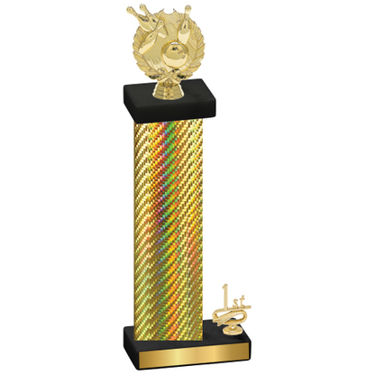 Accented Single Gold Carbon Fiber First Place Bowling Trophy