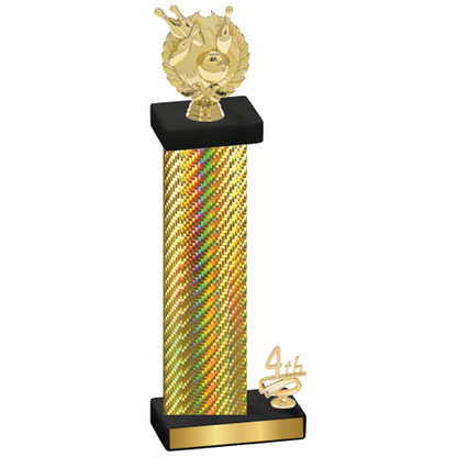 Accented Single Gold Carbon Fiber Fourth Place Bowling Trophy