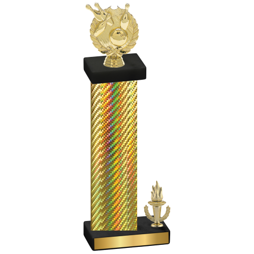 Accented Single Gold Carbon Fiber Victory Bowling Trophy