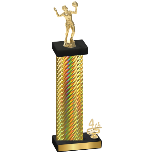 Accented Single Gold Carbon Fiber Fourth Place Volleyball Trophy