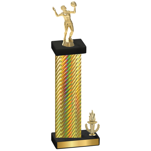 Accented Single Gold Carbon Fiber Victory Volleyball Trophy