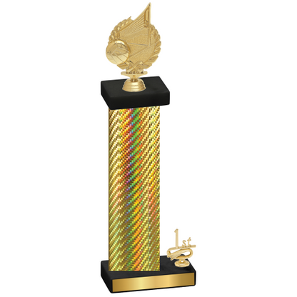 Accented Single Gold Carbon Fiber First Place Volleyball Trophy