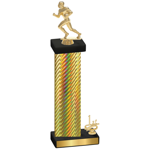 Accented Single Gold Carbon Fiber First Place Football Trophy