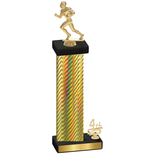 Accented Single Gold Carbon Fiber Fourth Place Football Trophy