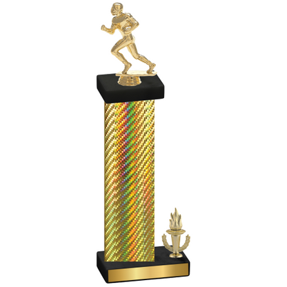 Accented Single Gold Carbon Fiber Victory Football Trophy