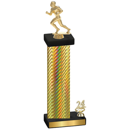 Accented Single Gold Carbon Fiber Year Football Trophy