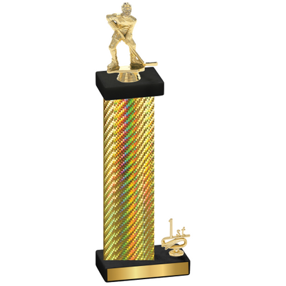 Accented Single Gold Carbon Fiber First Place Hockey Trophy