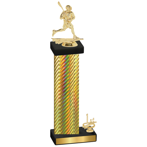 Accented Single Gold Carbon Fiber First Place Lacrosse Trophy