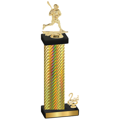 Accented Single Gold Carbon Fiber Second Place Lacrosse Trophy