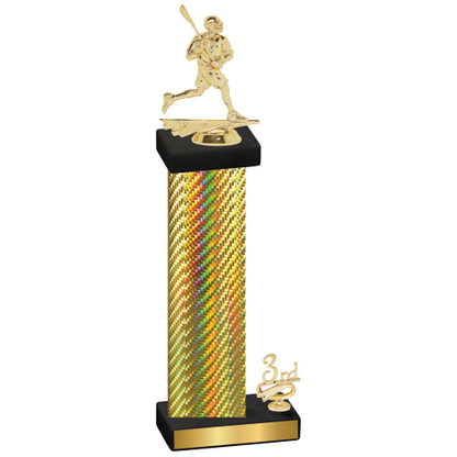 Accented Single Gold Carbon Fiber Third Place Lacrosse Trophy