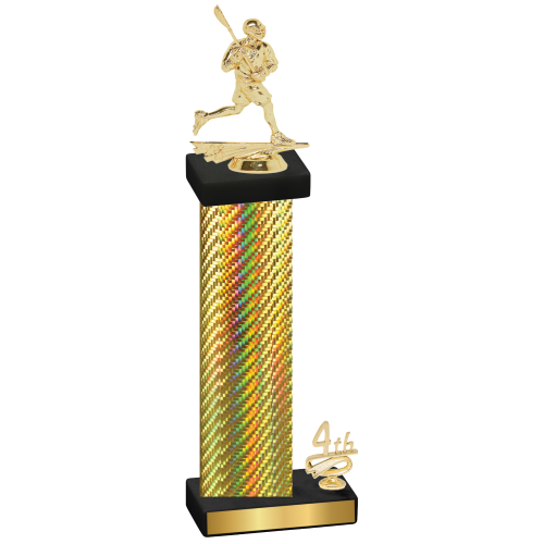 Accented Single Gold Carbon Fiber Fourth Place Lacrosse Trophy