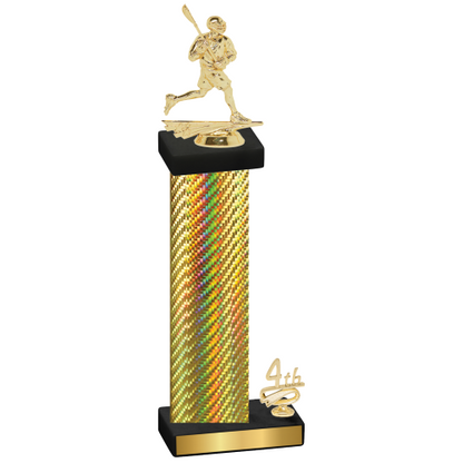 Accented Single Gold Carbon Fiber Fourth Place Lacrosse Trophy