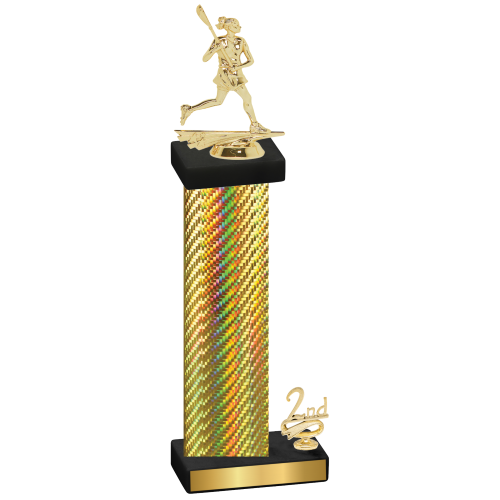 Accented Single Gold Carbon Fiber Second Place Lacrosse Trophy