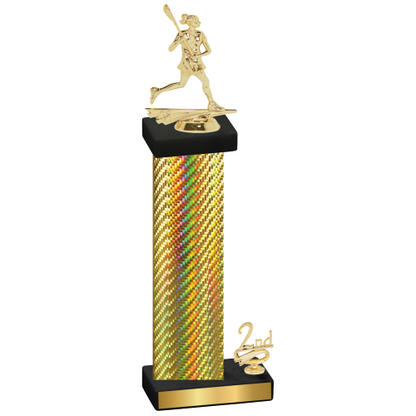 Accented Single Gold Carbon Fiber Second Place Lacrosse Trophy
