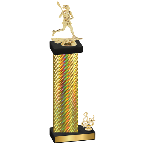 Accented Single Gold Carbon Fiber Third Place Lacrosse Trophy