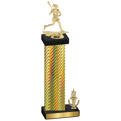 Accented Single Gold Carbon Fiber Victory Lacrosse Trophy