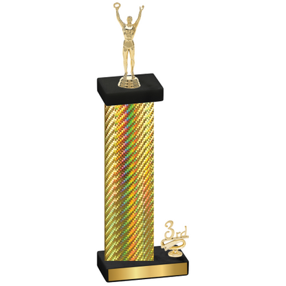 Accented Single Gold Carbon Fiber Third Place Victory Trophy
