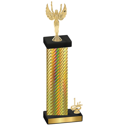 Accented Single Gold Carbon Fiber First Place Victory Trophy