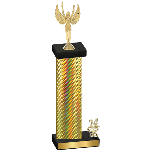 Accented Single Gold Carbon Fiber Year Victory Trophy