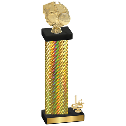 Accented Single Gold Carbon Fiber First Place Basketball Trophy