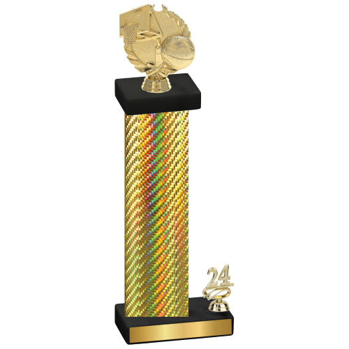 Accented Single Gold Carbon Fiber Year Basketball Trophy