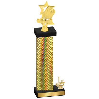 Accented Single Gold Carbon Fiber First Place Pickleball Trophy