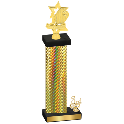 Accented Single Gold Carbon Fiber Third Place Pickleball Trophy