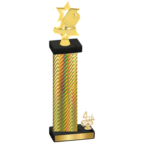 Accented Single Gold Carbon Fiber Fourth Place Pickleball Trophy
