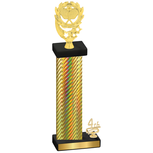 Accented Single Gold Carbon Fiber Fourth Place Pickleball Trophy